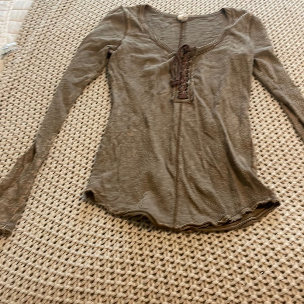 We the free boho style brown lace up blouse in good condition